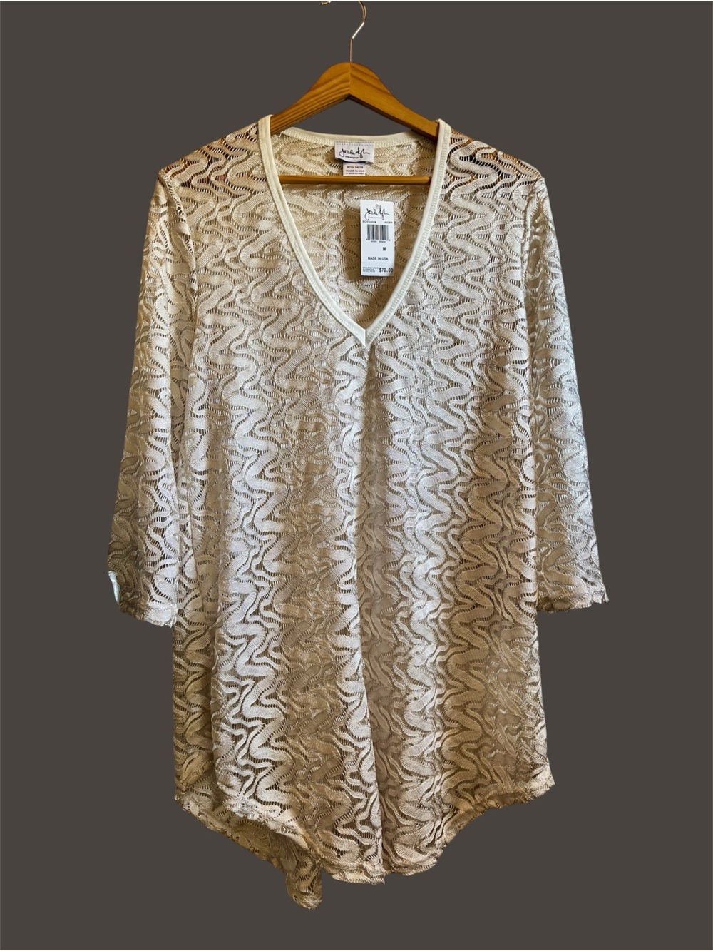 NWT Jordan Taylor Ivory Lace V-Neck Swim Cover-Up Tunic